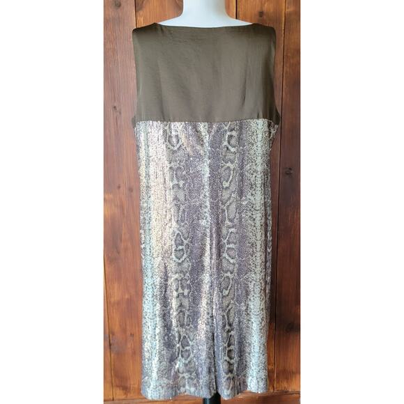 J. Taylor 16 Brown Sequin Snakeskin Sheath Dress Cocktail Party Glam Sparkle ✨ - Picture 9 of 15